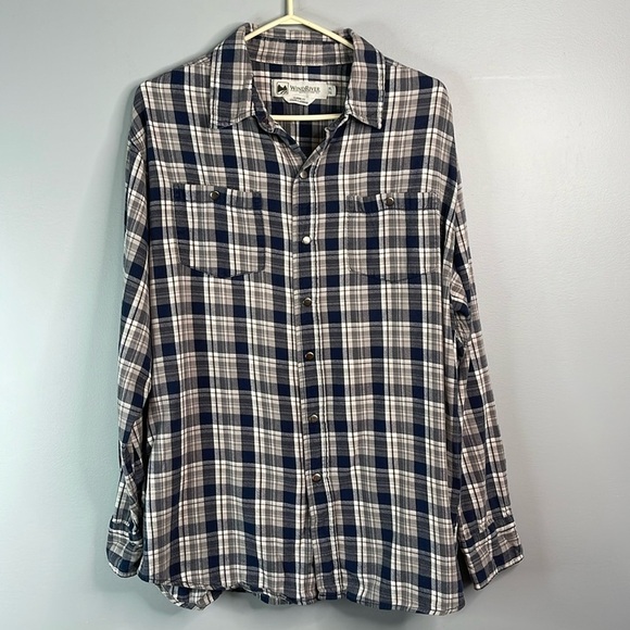 Wind River Mens Plaid Brushed Cotton Snap Shirt Blues Greys Classic Fit Size XL - Picture 12 of 12